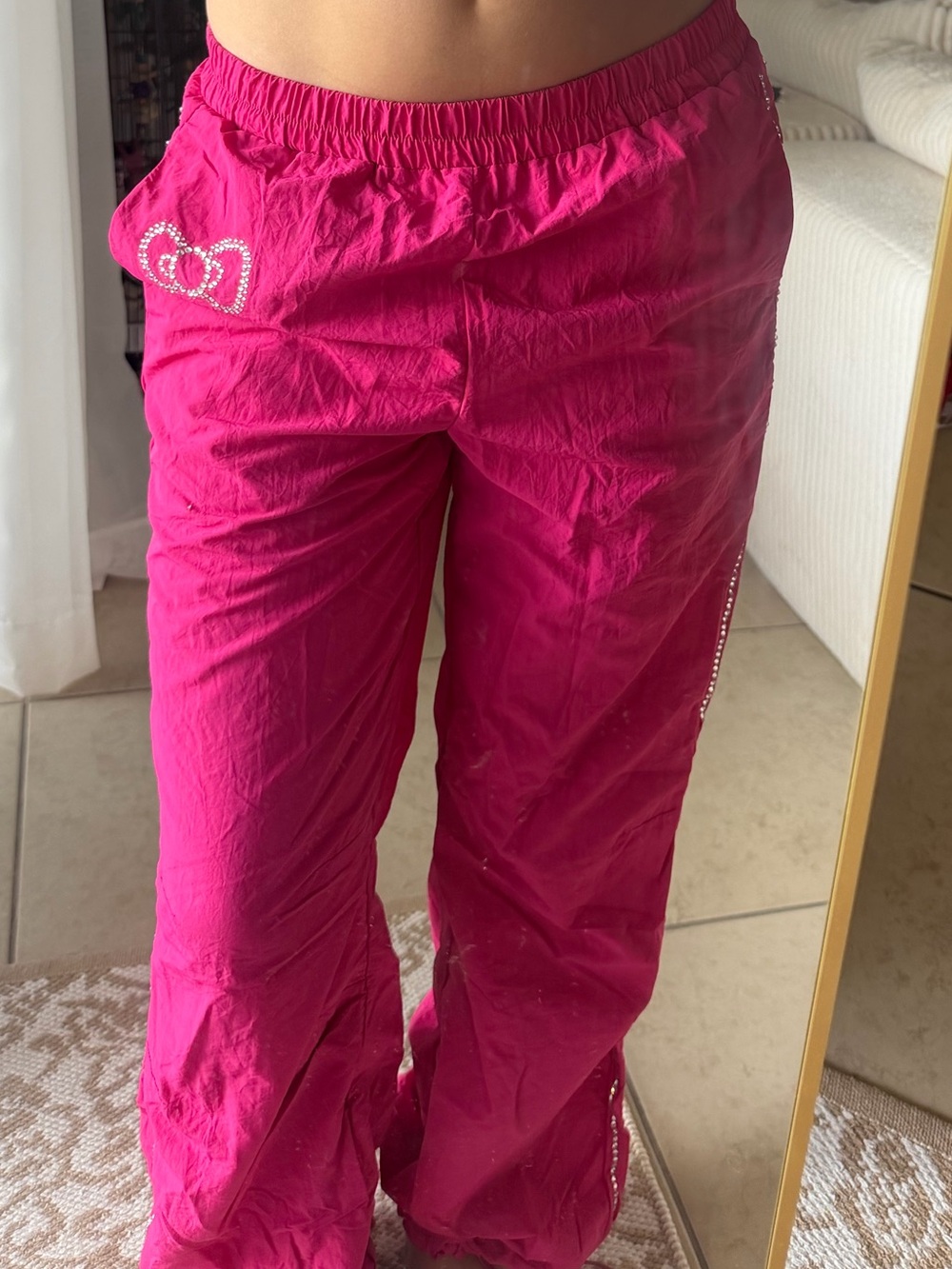 Forever 21 Hot Pink Rhinestone Track Pants